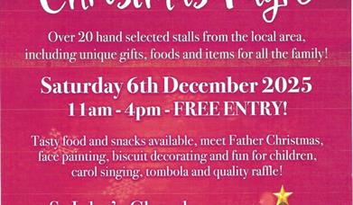 Poster shows: Christmas Fayre with over 20 hand selected stalls from the local area, including unique gifts, foods and items for all the family!