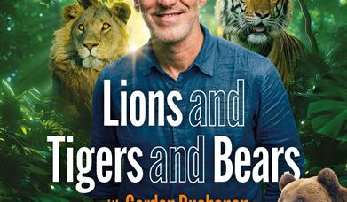 Gordon Buchanan with lions, tigers and bears
