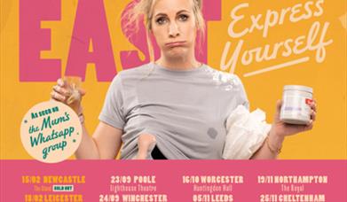 Image shows Hannah East holding pot of sudocrem