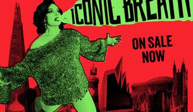 Image shows Jessica Fostekew with speach bubble saying, "Iconic Breath"