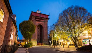 Jumbo Water Tower at night