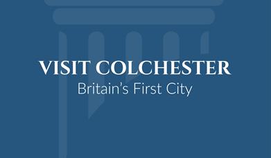 Visit Colchester Britain's First City logo on blue background