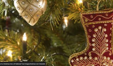 This picture shows decorations on a Christmas tree