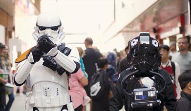 Stormtroopers point at the camera in Red Lion Walk.