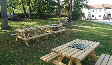 Benches with Chess boards on